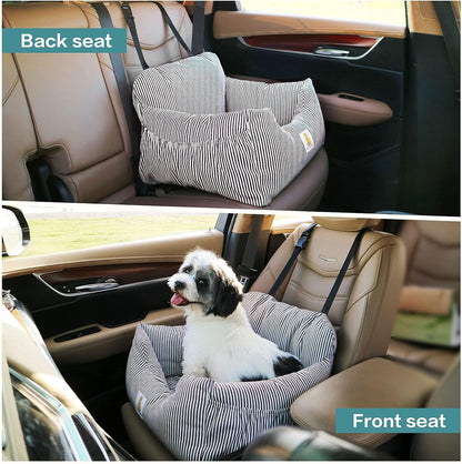 Dog Car Seat for Small Dogs,Fully Detachable and Washable Puppy Dog Booster Seats with Storage Pockets and Clip-On Safety Leash,Non-Slip Base Dog Bed Dual-Use for Car and Home (Black)